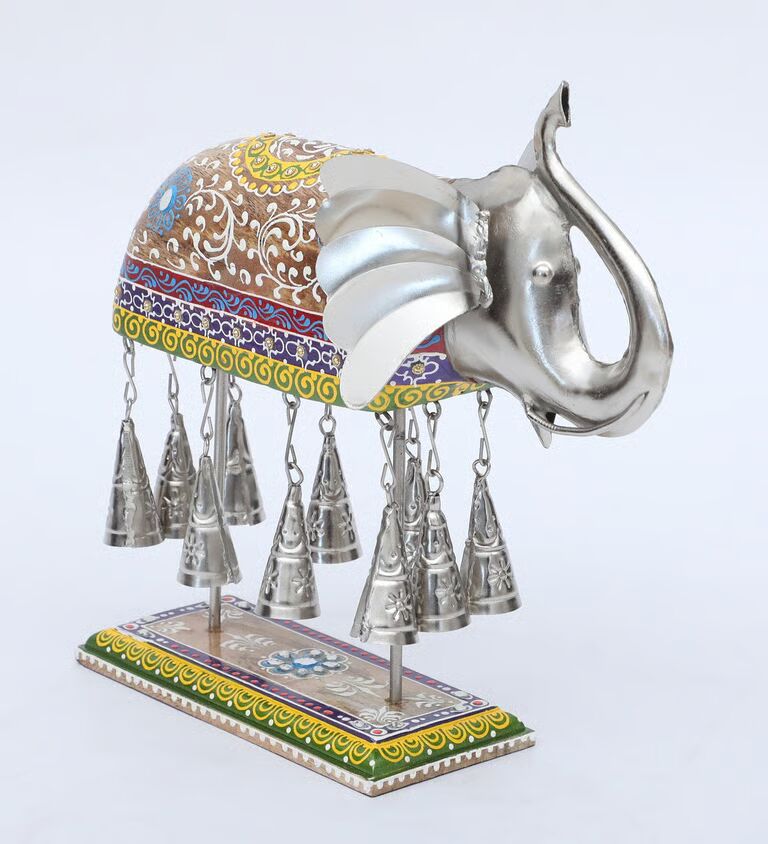 Bell Elephant Multicolour Wooden Figurines