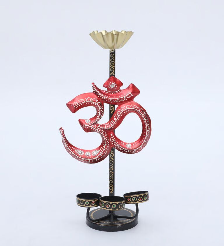 Om Multicolour Iron Tea Light Holder