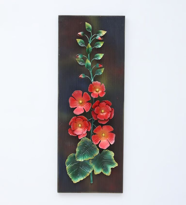Decorative Wooden Flower Multicolour Metal Wall Art