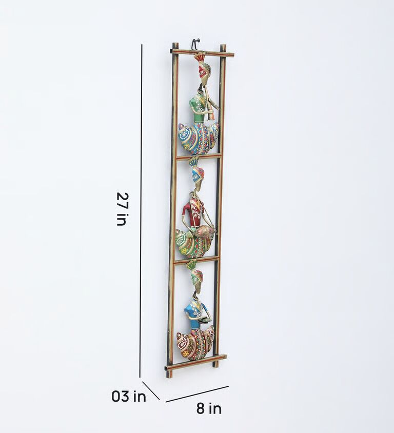 Decorative 3 Safa Panel Virtical Multicolour Metal Wall Art