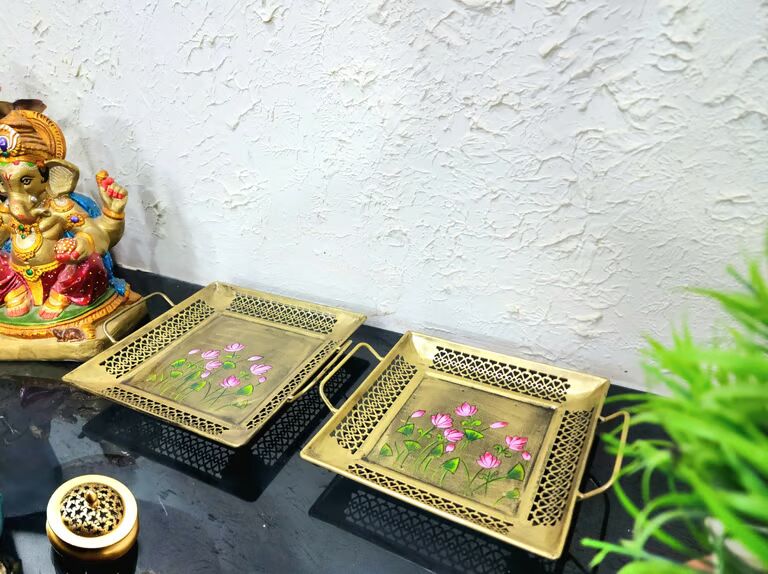 Decorative Multicolour Tray Dry fruit tray  regtangle s/2