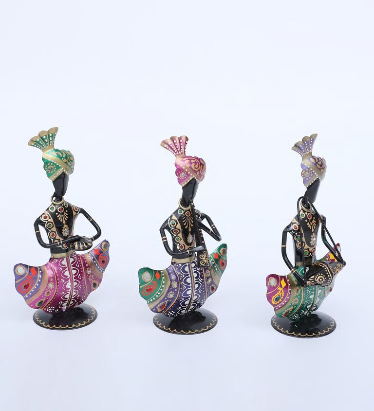 Safa Doll Set Of 3 Multicolour Iron Figurines
