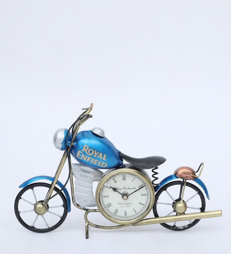 Bike 3'' Blue Iron Table Clock