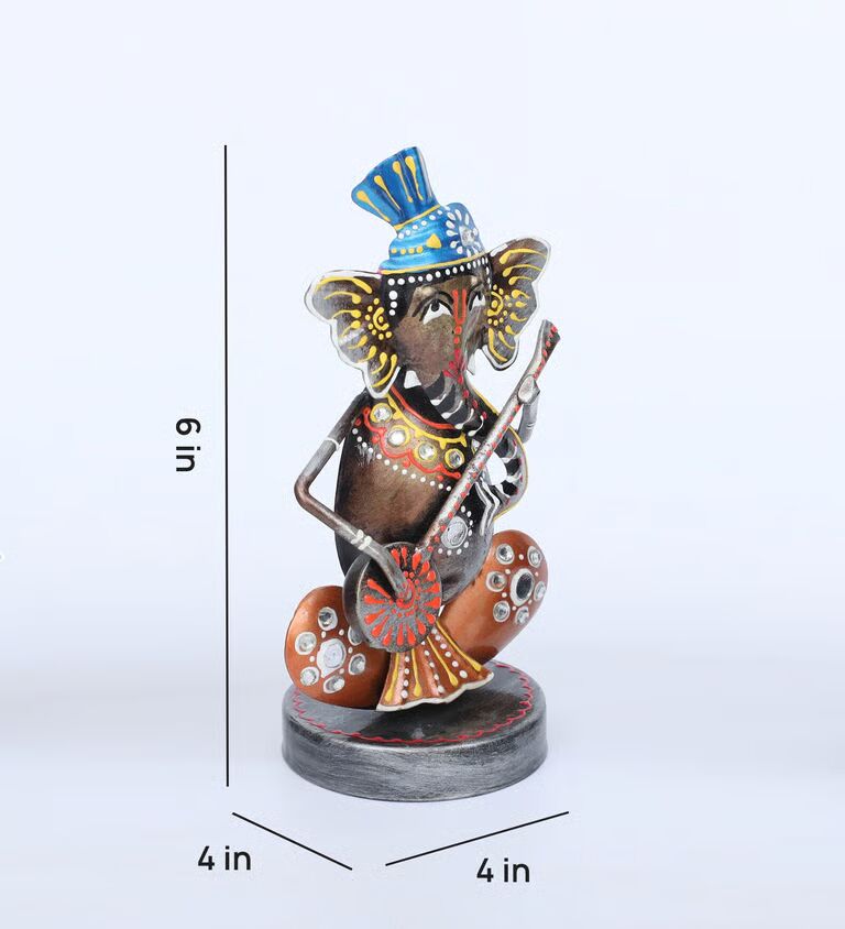 Ganesh Musicain S/3 Multicolour Metal Idol