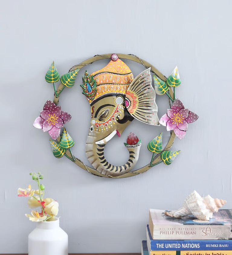 Decorative Ganesh Multicolour Metal Wall Art
