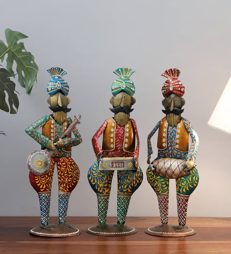 Much Doll Set Of 3 Multicolour Iron Figurines