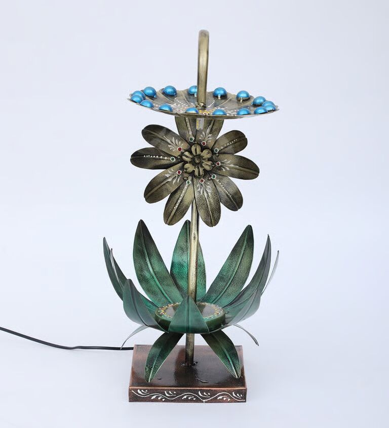 Floral Inspired E27 Holder Metal Base Night Lamp