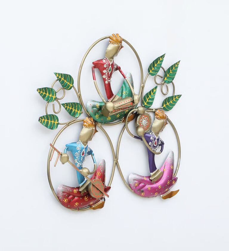 3 Ring Nagpuri Decorative Multicolour Iron Wall Art