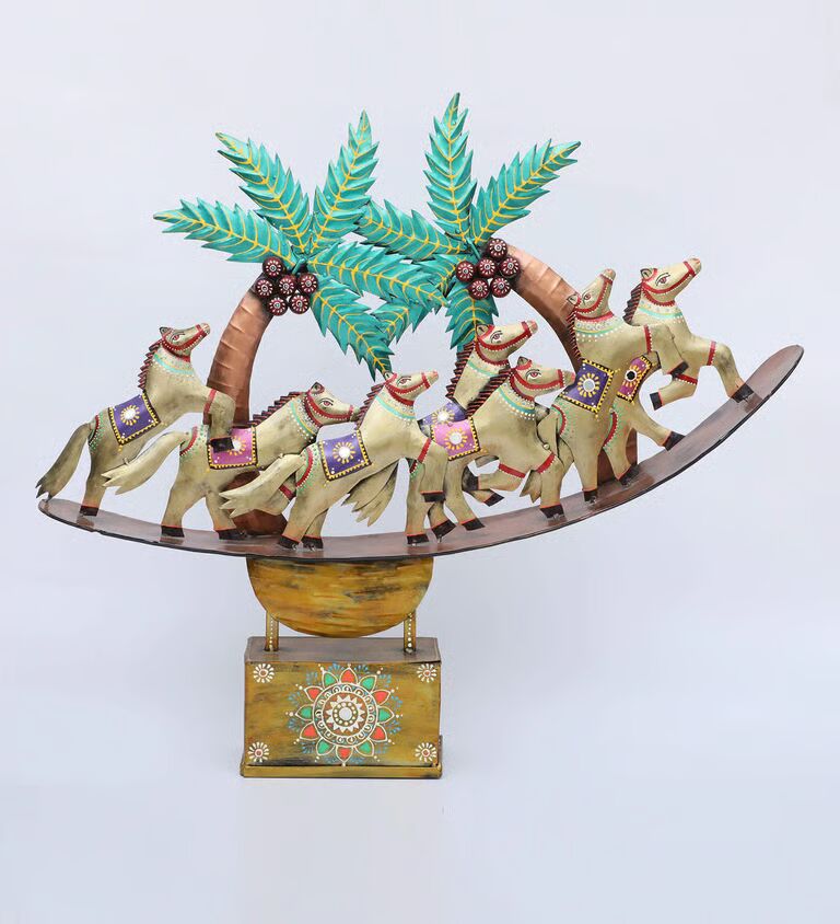 Running Horse Multicolour Iron Figurine