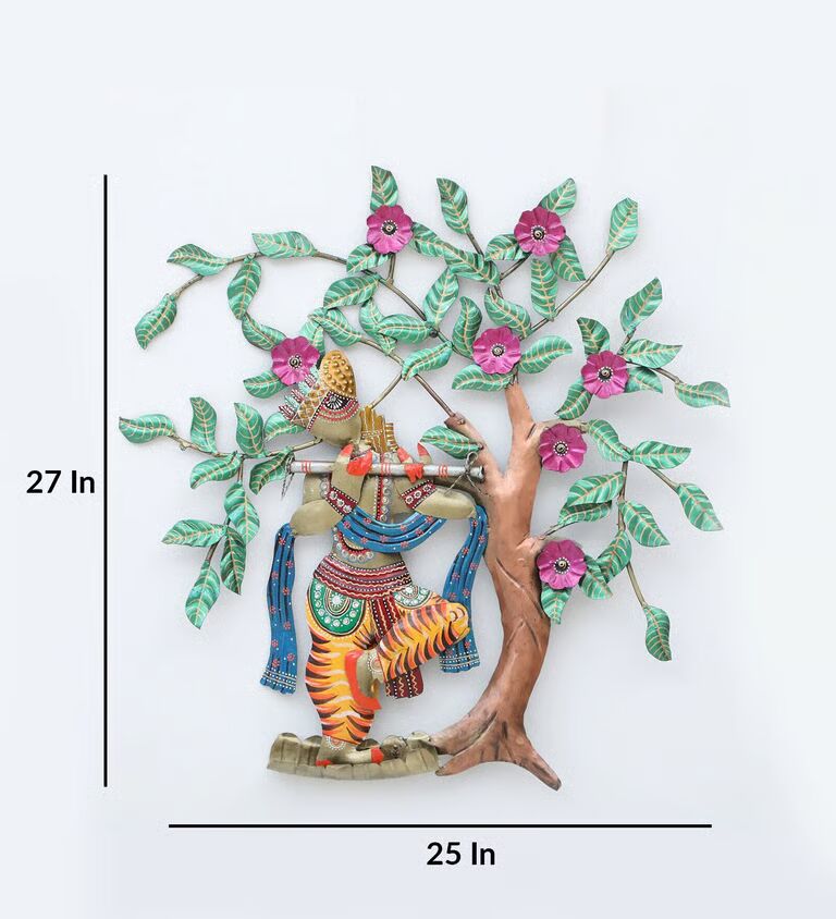 Decorative Krishna Tree Multicolour Iron Wall Art