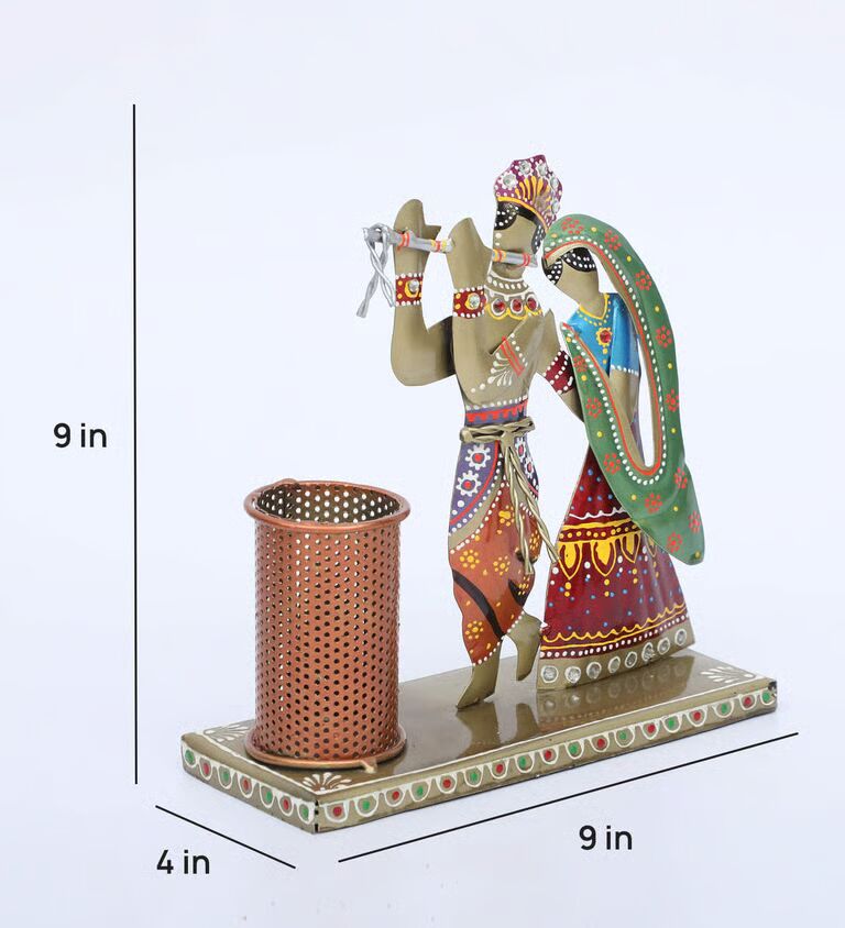 Krishna Multicolour Metal Pen Stand