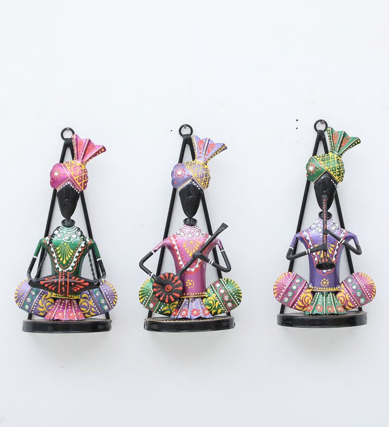 Decorative Panjabi Multicolour Metal Wall Art