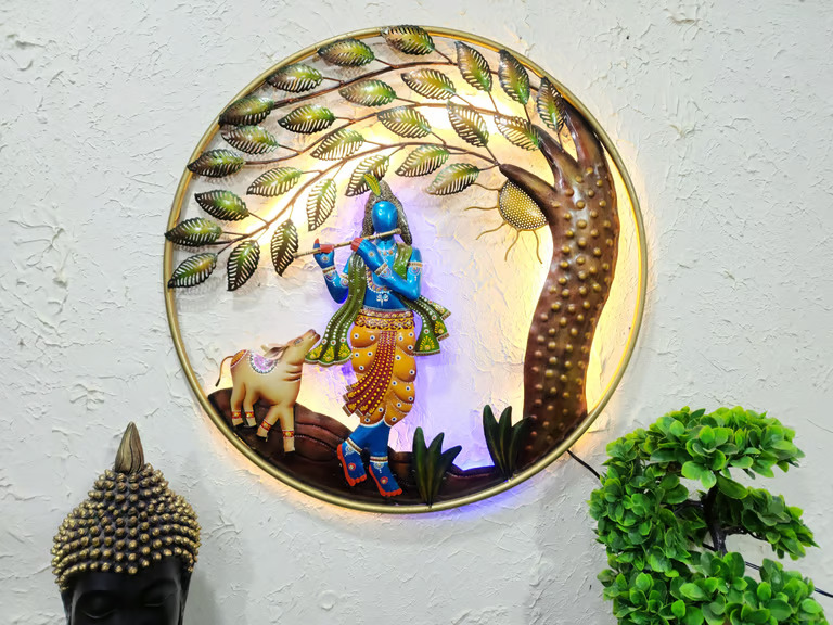 Decorative Multicolourr Krishna Wall Art Led 