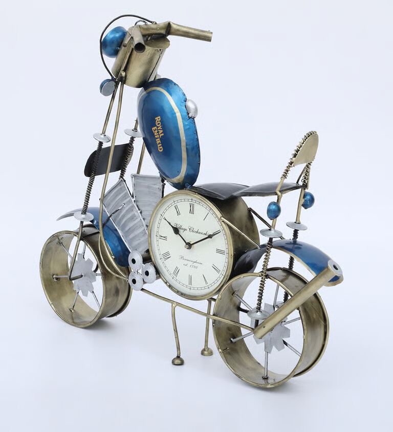 Decorative Bike Multicolour Iron Table Clock