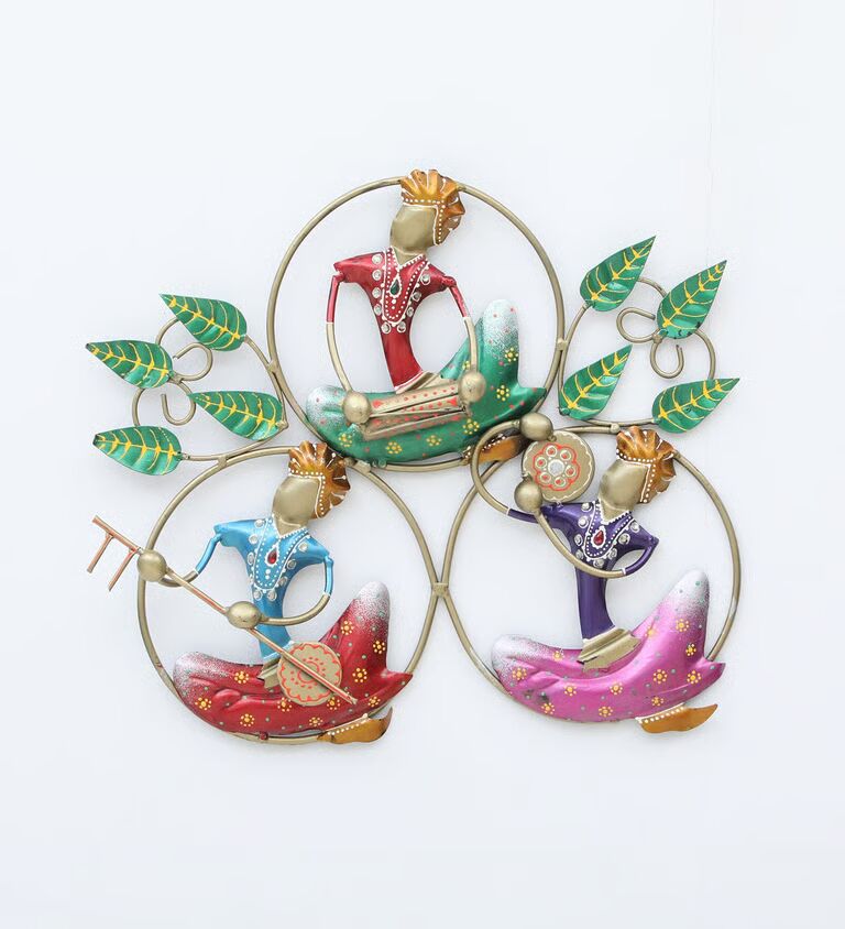 3 Ring Nagpuri Decorative Multicolour Iron Wall Art