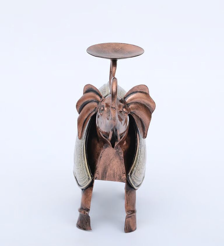 Decorative Elephant Multicolour Metal Table Tea Light Holder