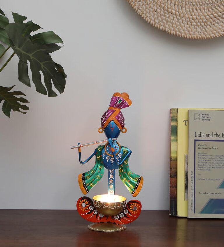 Krishna Multicolour Iron Tea Light Holder