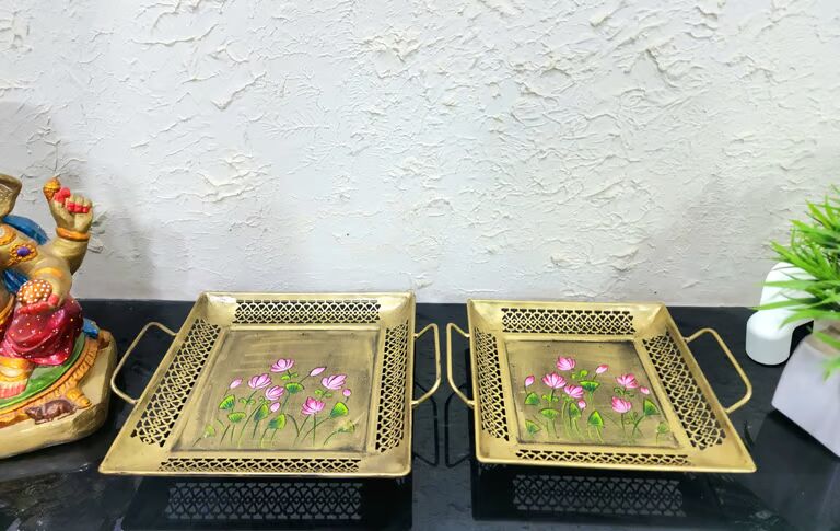 Decorative Multicolour Tray Dry fruit tray  regtangle s/2