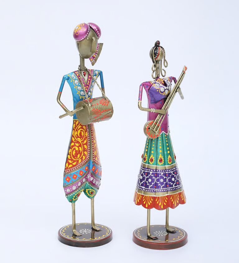 Villagers Doll S/2 Multicolour Metal Figurines