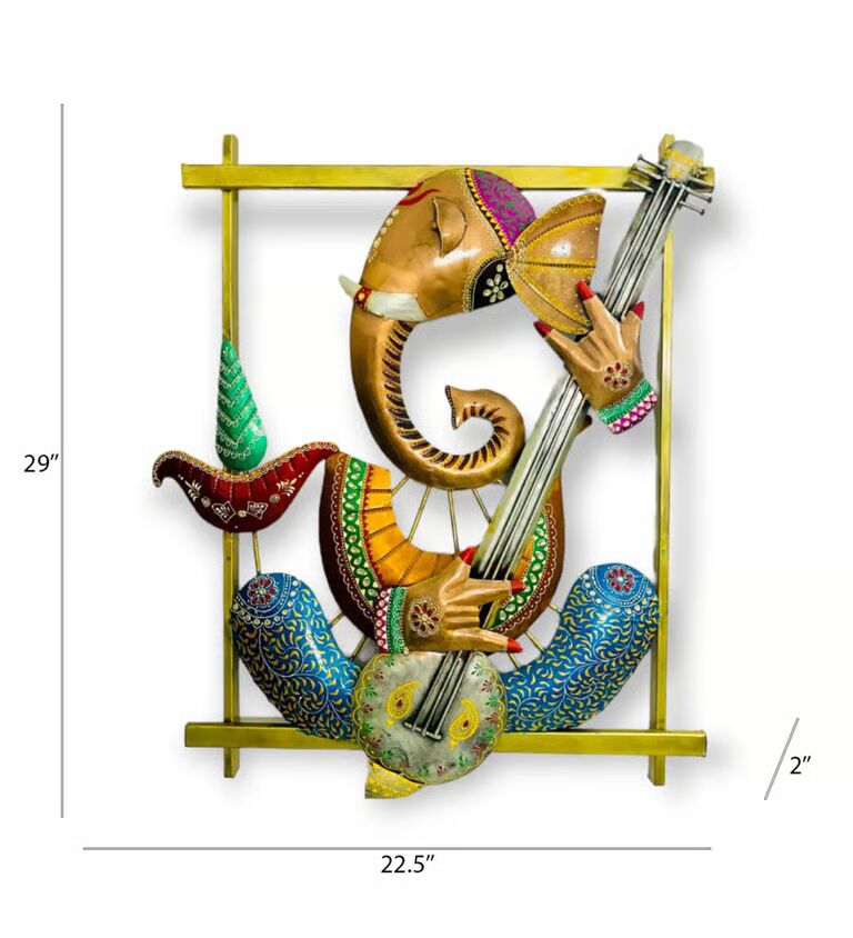 Decorative Ganesh Multicolour Iron Wall Art