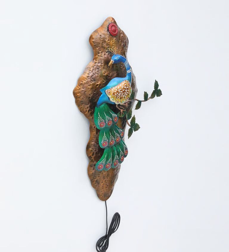 Decorative Peacock Multicolour Metal Wall Art