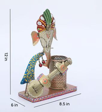 Ganesha Multicolour Metal Pen Holder