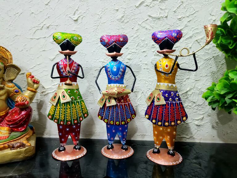 Decorative Multicolour Panjabi doll stand s/3