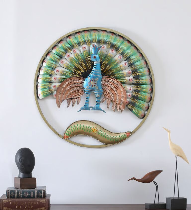 Peacock Ring Multicolour Iron Wall Art