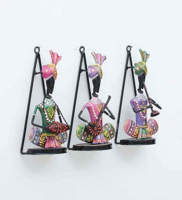 Decorative Panjabi Multicolour Metal Wall Art
