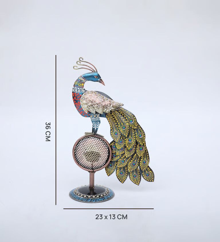 Peacock Multicolour Iron Tea Light Holder