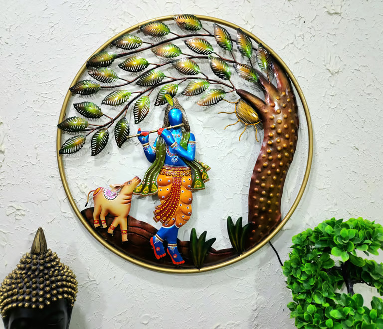 Decorative Multicolourr Krishna Wall Art Led 
