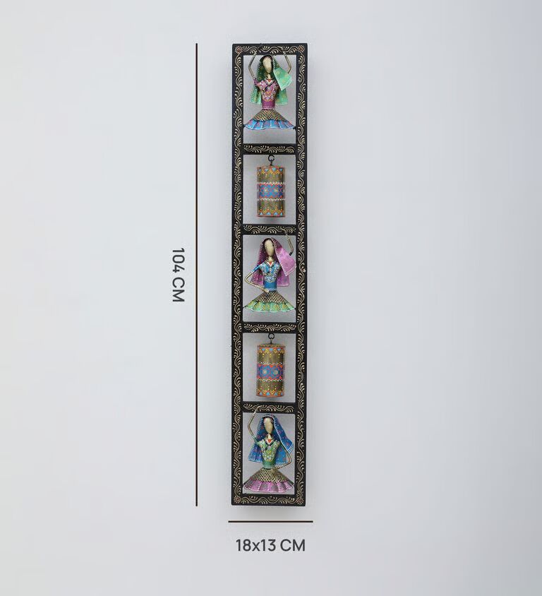 Kal Baliya Vertical Multicolor Iron Wall Art