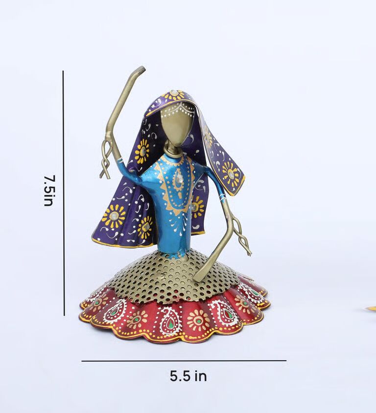 Kal Baliya Set Of 3 Multicolour Iron Figurines