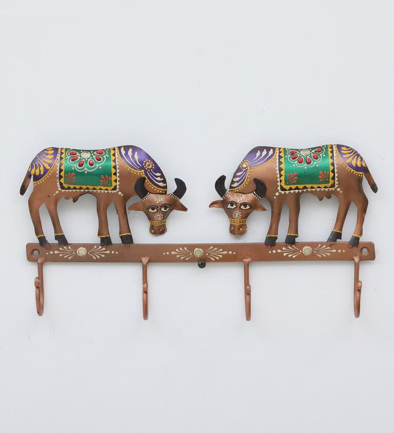 Cow Multicolour Iron Key Holder