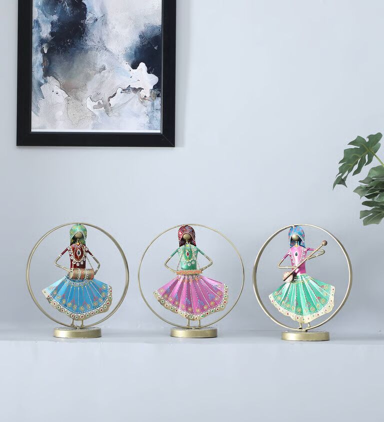Lady Ring S/3 Multicolour Metal Figurines