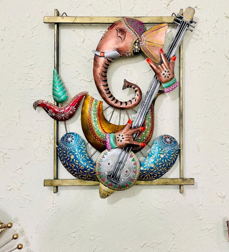 Decorative Ganesh Multicolour Iron Wall Art