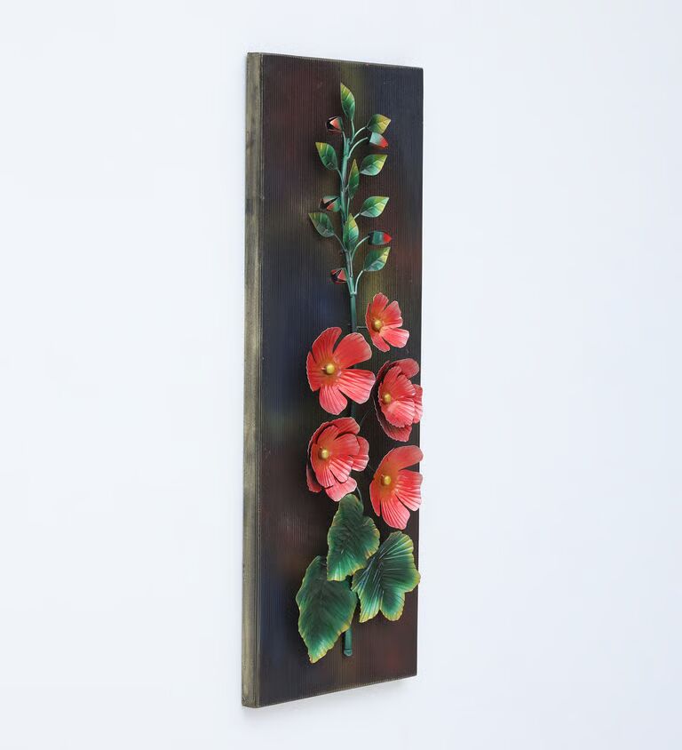 Decorative Wooden Flower Multicolour Metal Wall Art