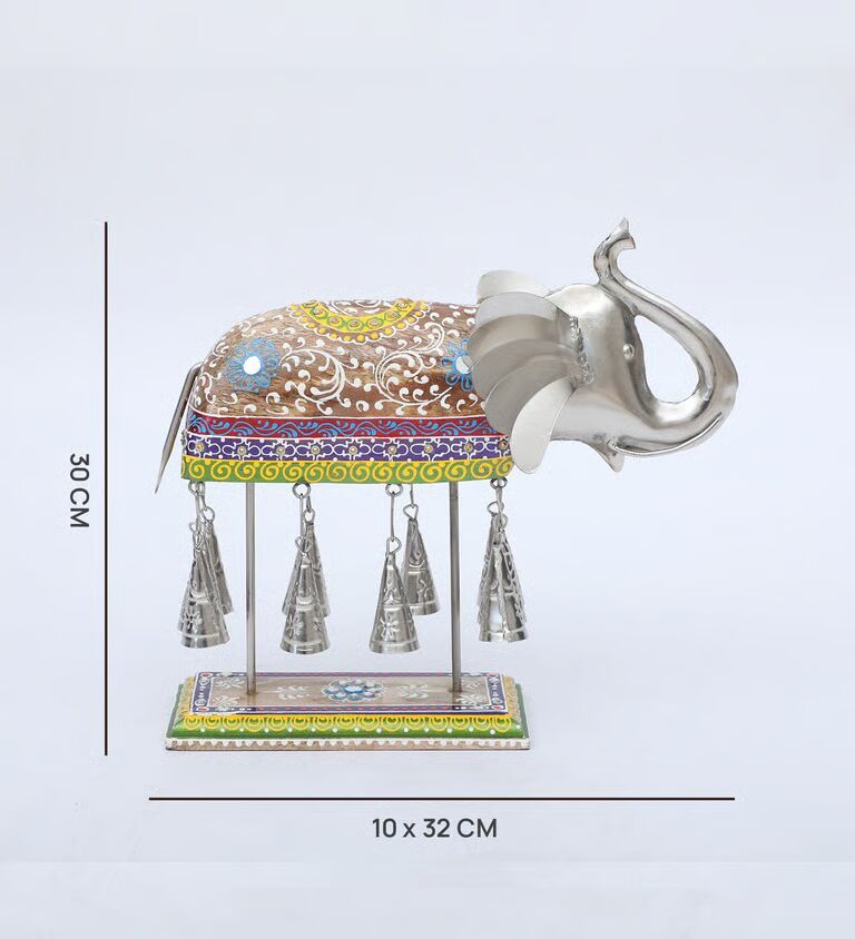 Bell Elephant Multicolour Wooden Figurines