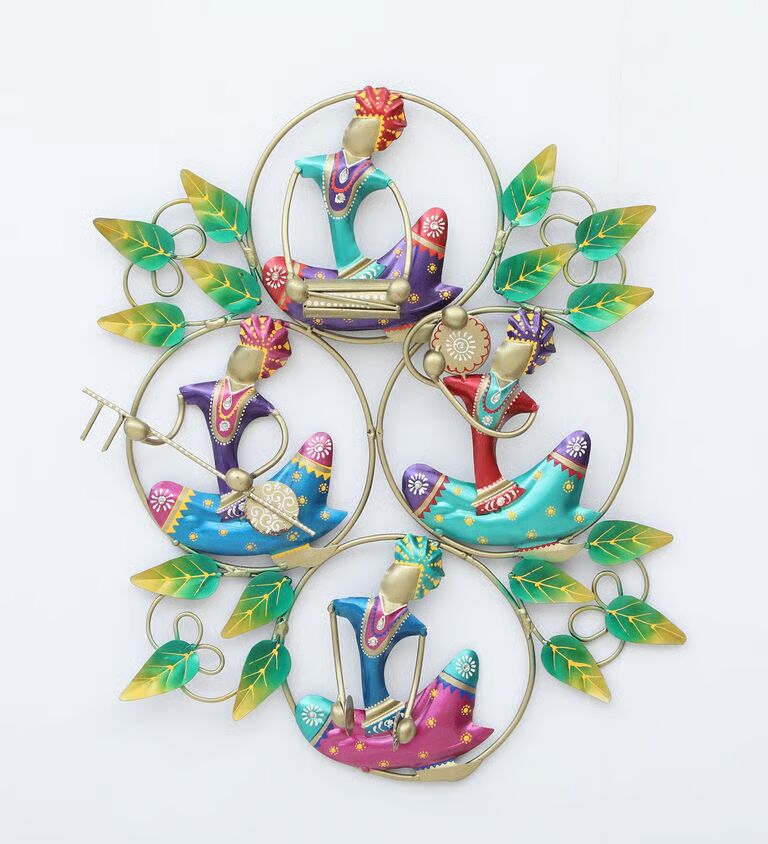 4 Ring Nagpuri Decorative Multicolour Iron Wall Art