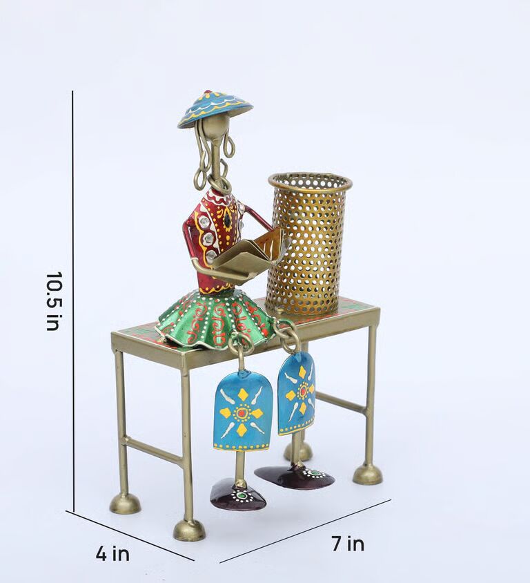 Lady Hanging Multicolour Metal Pen Stand