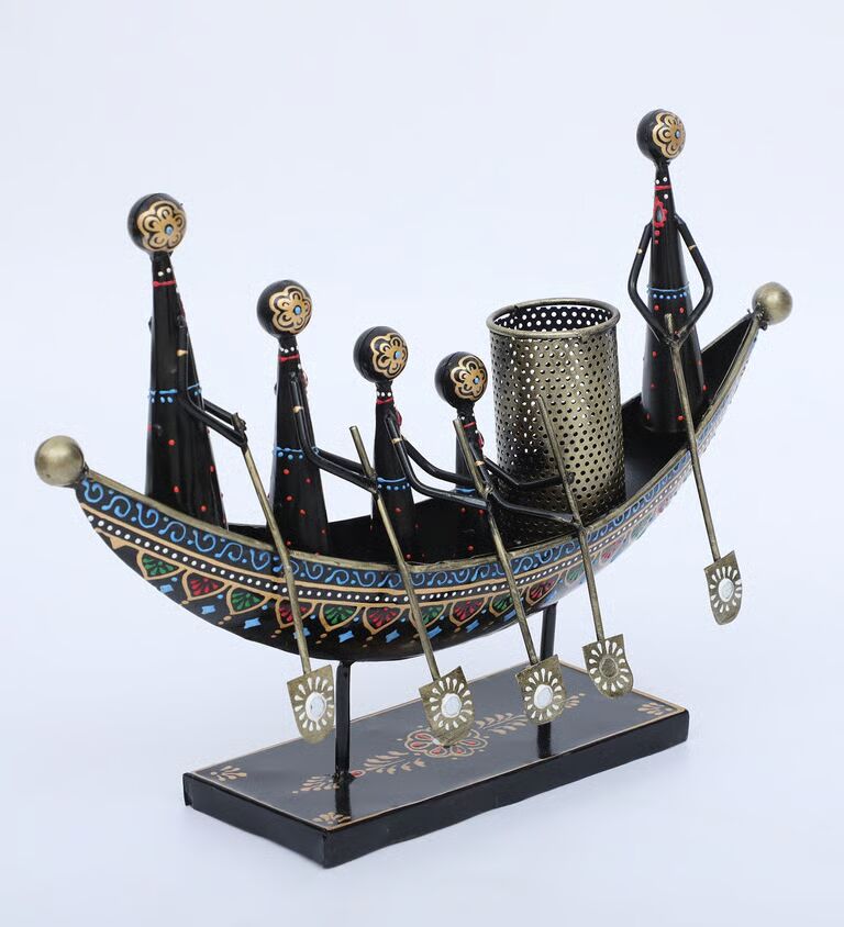 Boat Multicolour Metal Pen Stand