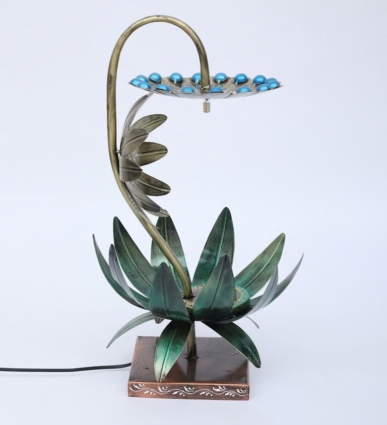 Floral Inspired E27 Holder Metal Base Night Lamp