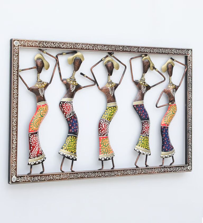 5 Lady Dancing Fram Decorative Multicolour Iron Wall Art