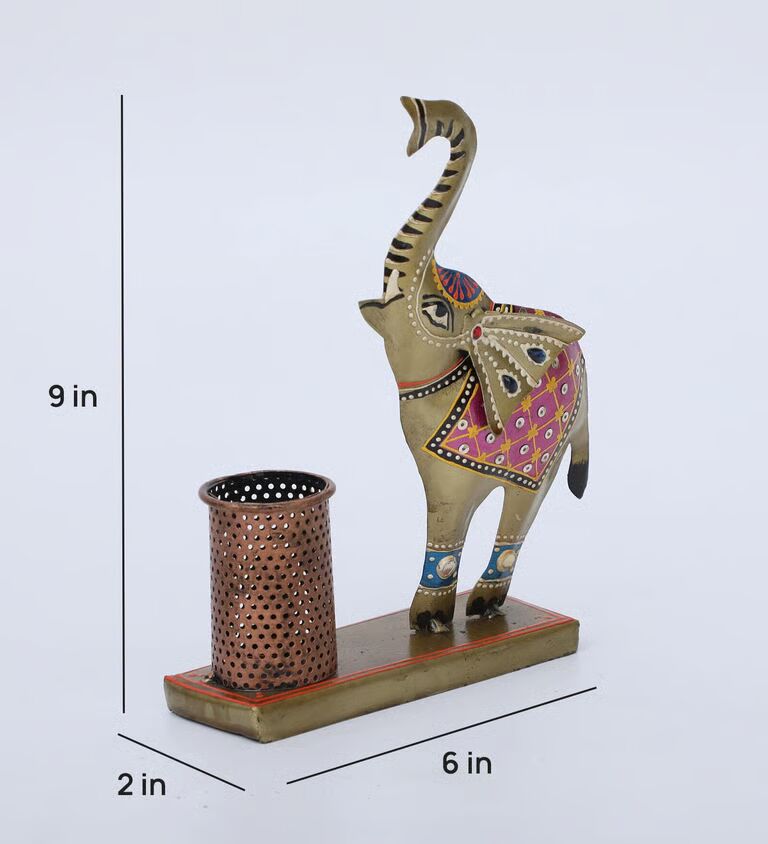 Elephant Multicolour Metal Pen Stand
