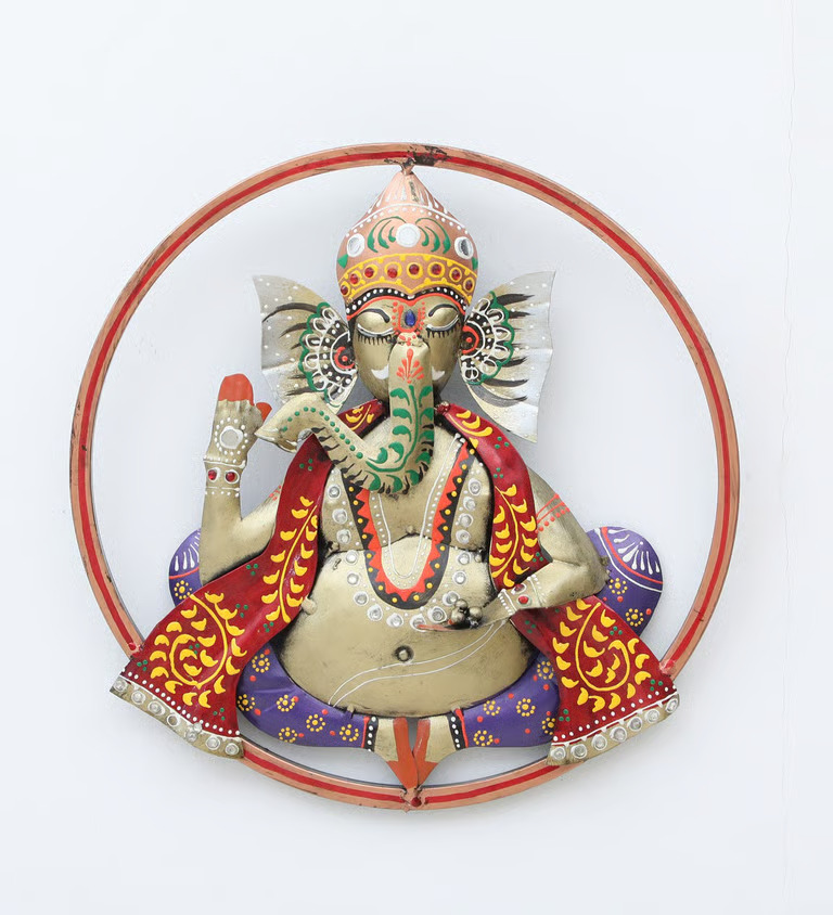 Decorative Ganesh Multicolour Metal Wall Art