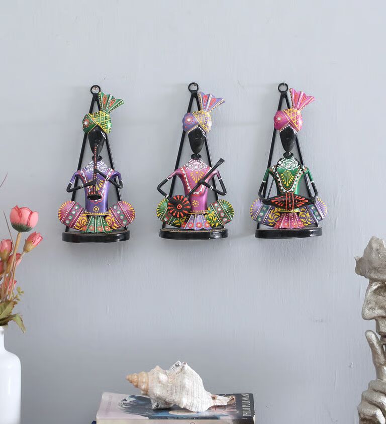 Decorative Panjabi Multicolour Metal Wall Art