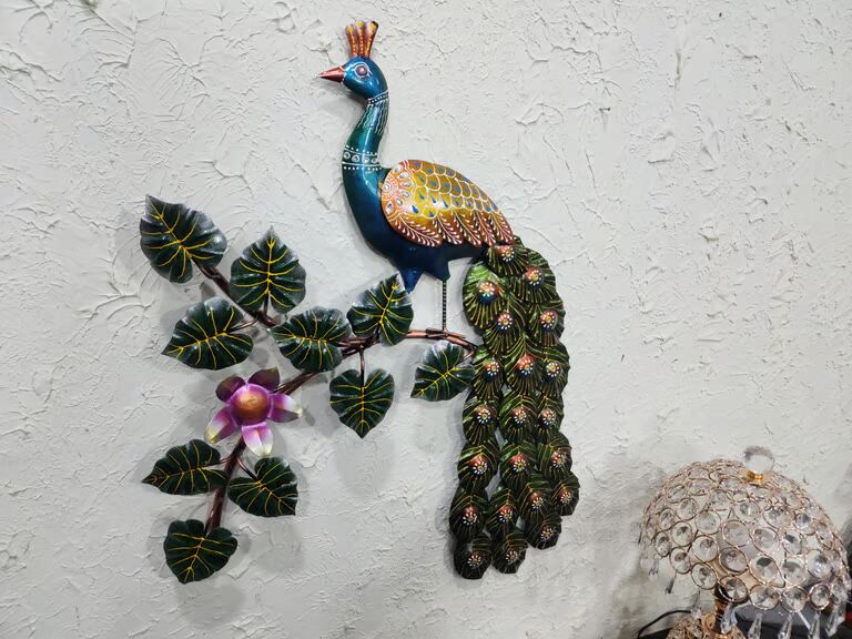 Multicolor Iron Peacock Traditional Wall 