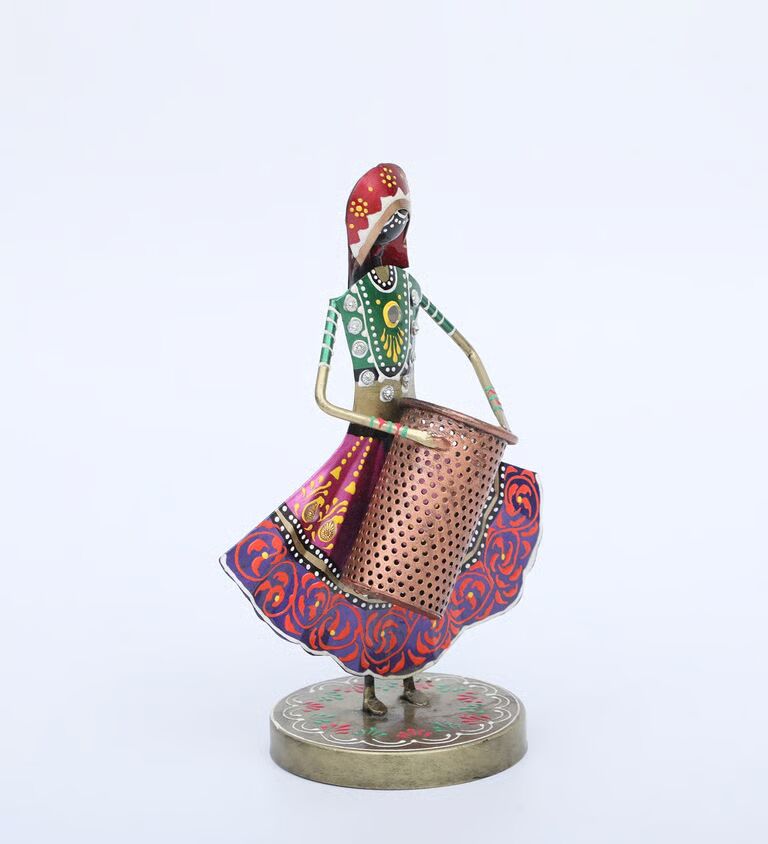 Lady Multicolour Metal Pen Stand