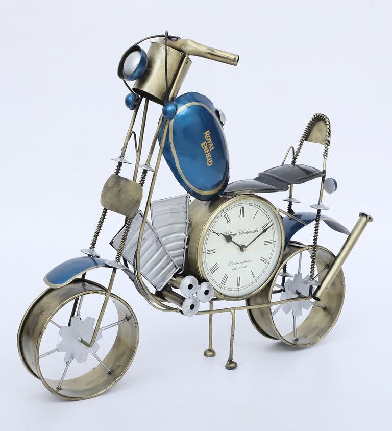 Decorative Bike Multicolour Iron Table Clock