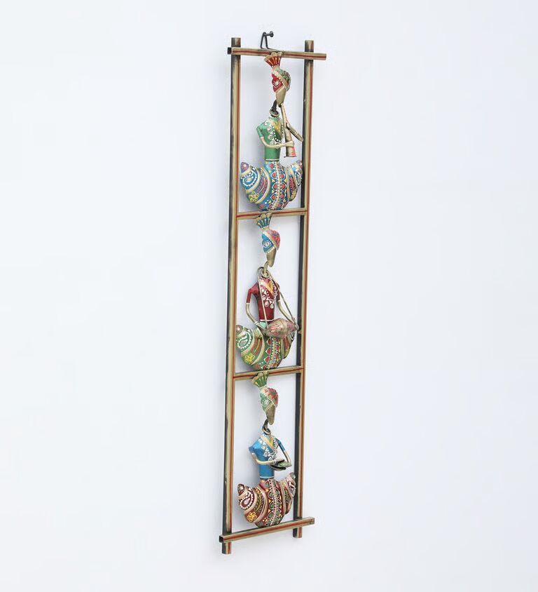 Decorative 3 Safa Panel Virtical Multicolour Metal Wall Art